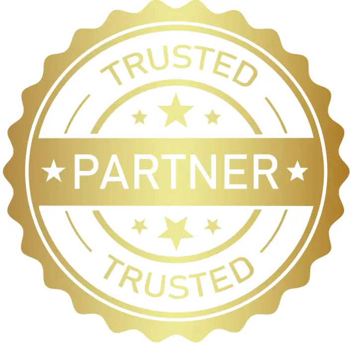 Gold badge labeled 'Trusted Partner' awarded to OC HomeCare for licensed senior residential care in Orange County, California