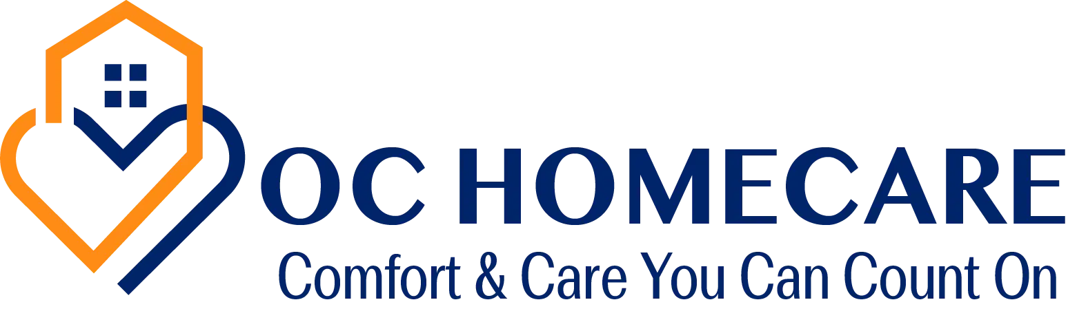 OC HomeCare logo featuring heart and home symbol – Senior Home Care and Medical Transport in Dana Point, CA